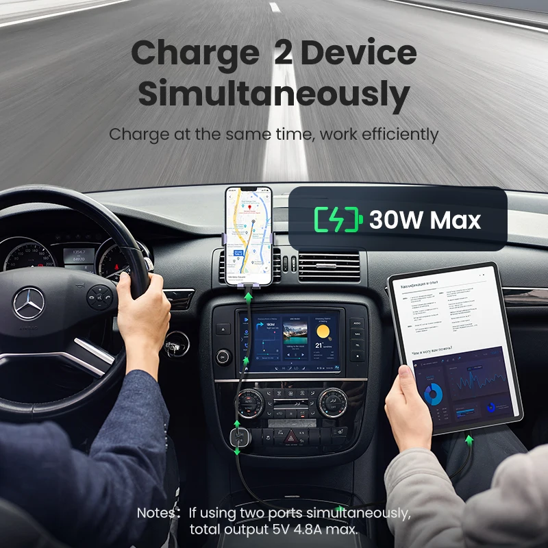 شاحن سيارة 30 وات من UGREEN منفذ مزدوج QC 4.0 3.0 شحن سريع لهاتف iPhone 14 13 12 شاومي هواوي سامسونج شاحن سوبر تشارج نوع C #2