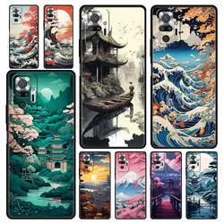 Phone Case For Xiaomi Redmi Note 13 12 5G 9S 9 8 10 11 Pro 9T 13C 12C 10C 9C 9A 7 Pro Soft Silicone Cover Japanese Landscape