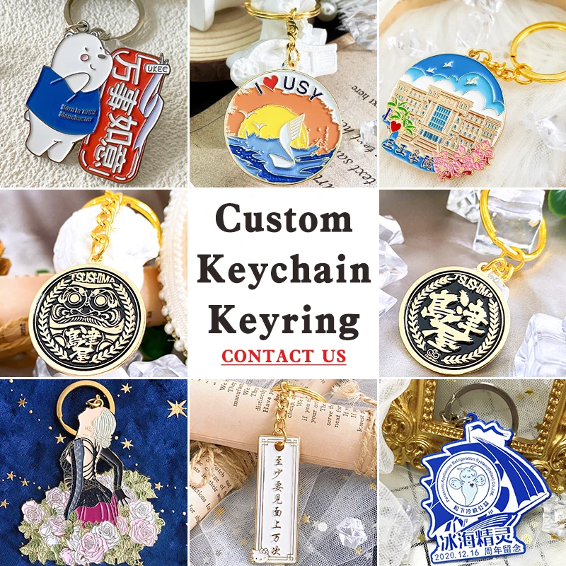 [Minimum 10pcs]Custom Enamel Keychain Graduation Diy Anime Make Back card enamel Keyring Free design