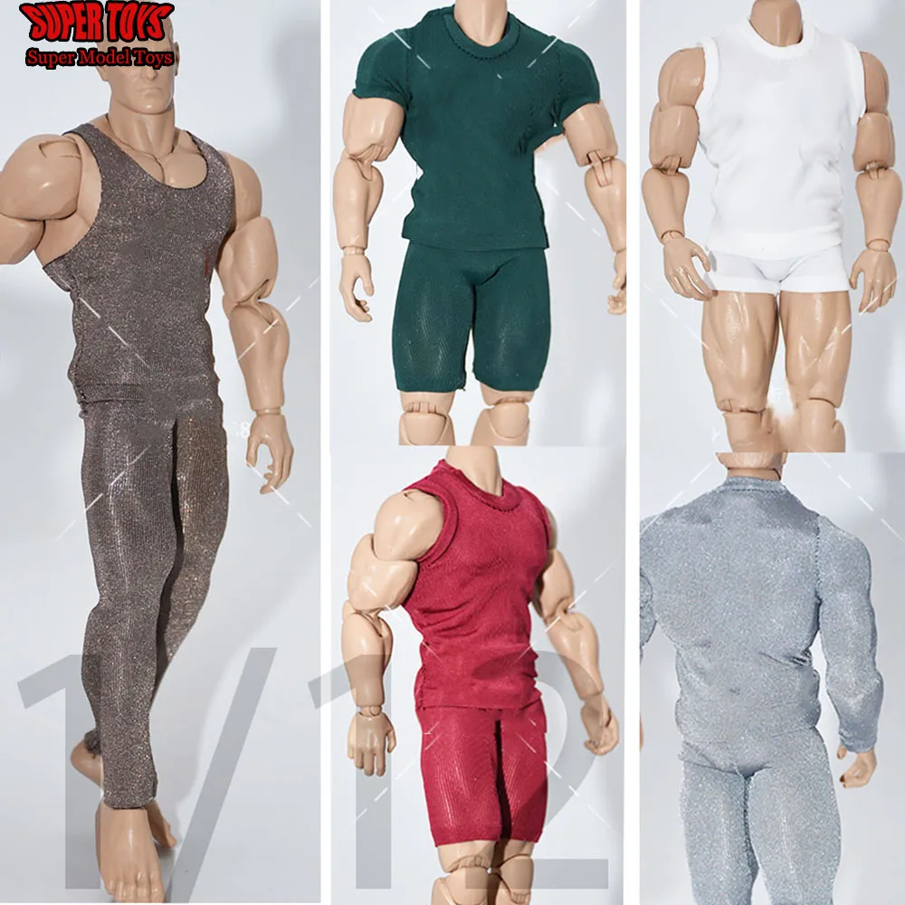 

1/12 Scale Male Soldier Skin-tight Garment Set T Shirt Vest Underpants Ultrathin Elasticity Clothes Fit 6" Action Figure Body