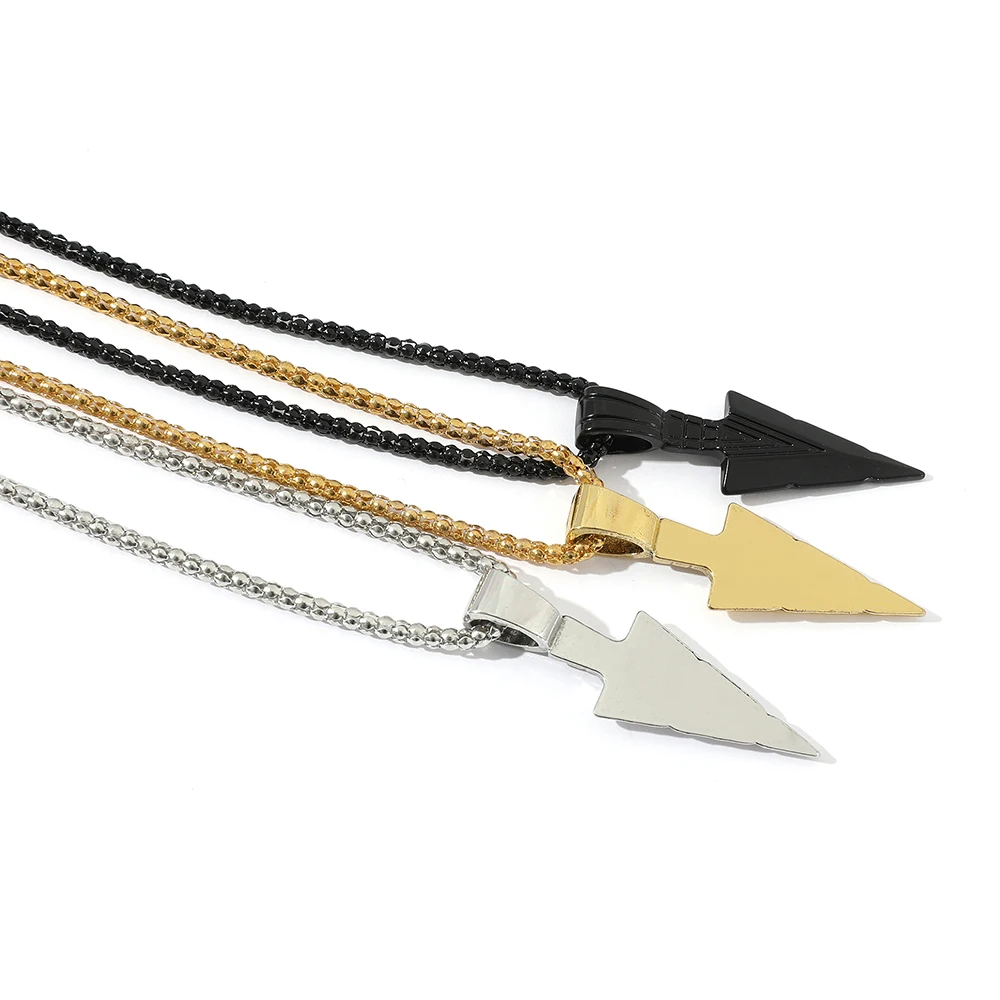 1PC geometric personality hip-hop creative men's triangle spearhead necklace