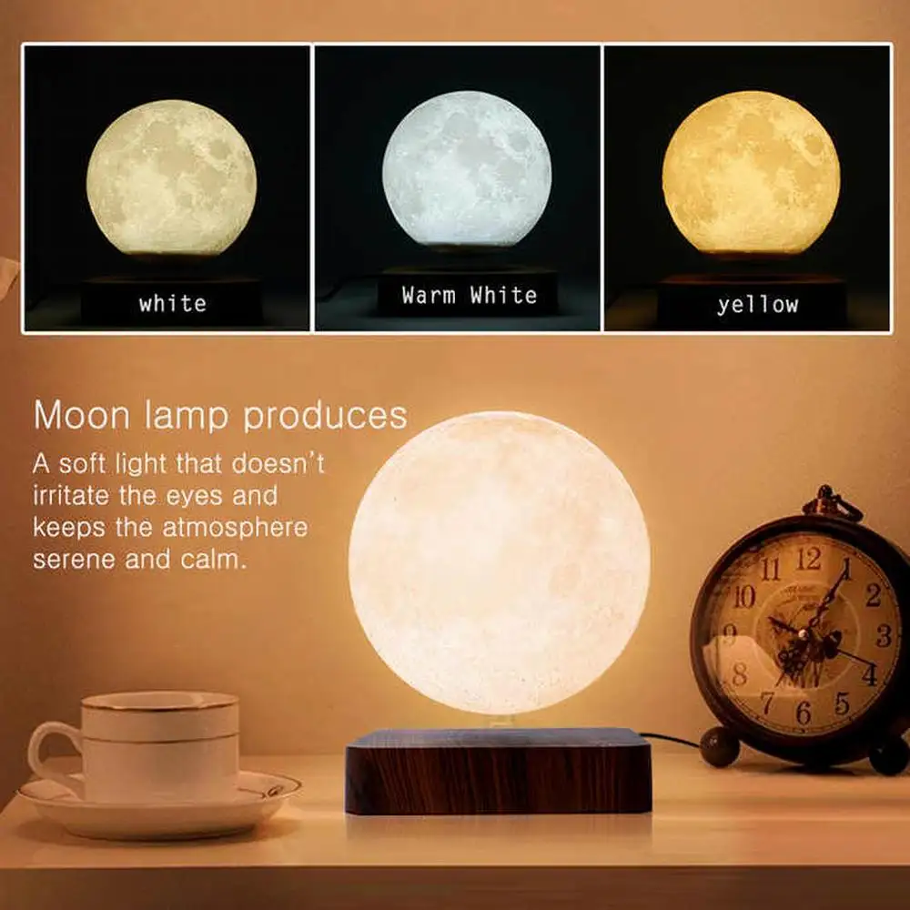 LED Night Light Indoor Desk Light Hot Sales Levitating Moon Lamp Creative Magnetic Table Lamp For Birthday Gift Business Gift