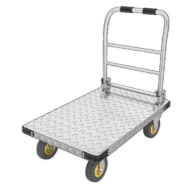 รถเข็นแบบมีพื้นเหล็กแผ่นรีดเย็น ขนาด 900 มม. * 600 มม. รับน้ำหนักได้ 450 กก. สำหรับงานหนัก