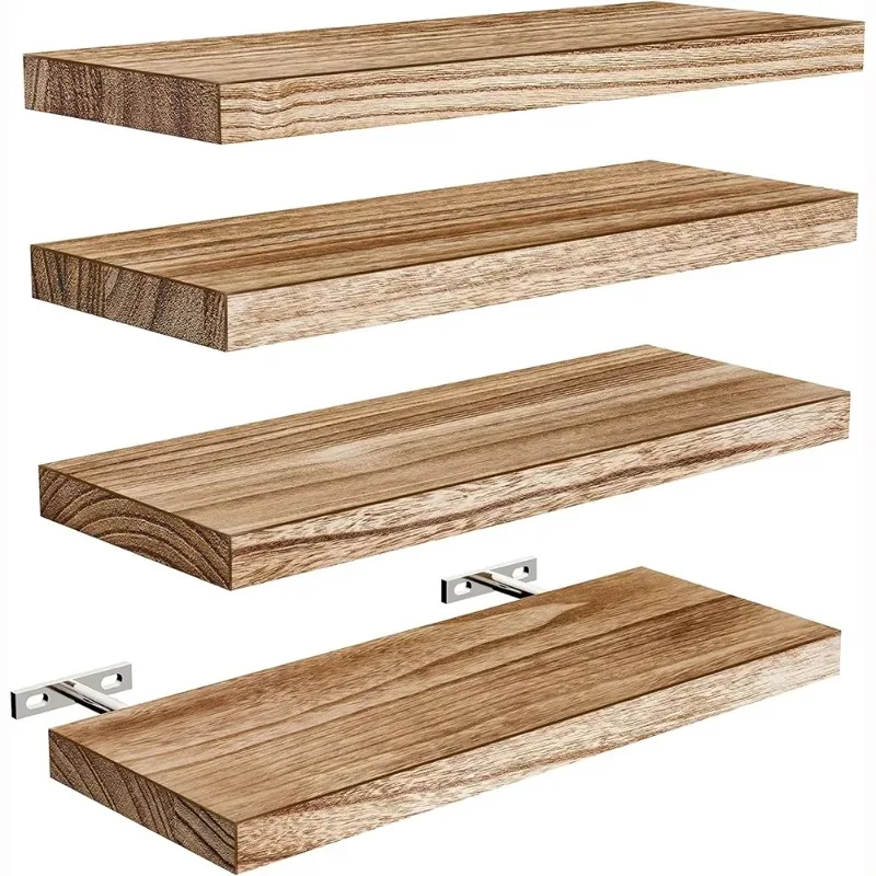 Floating Shelf Set Wall Mounted Wooden Display Rack for Bathroom Bedroom Garage - Wall Display Rack