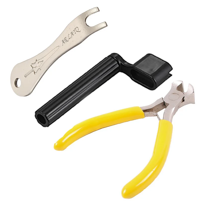 3Pcs Guitar Repair Maintenance Tool Guitar String Winder, Guitar Bridge Pins Puller Peg Remover, Plier Wire Puller