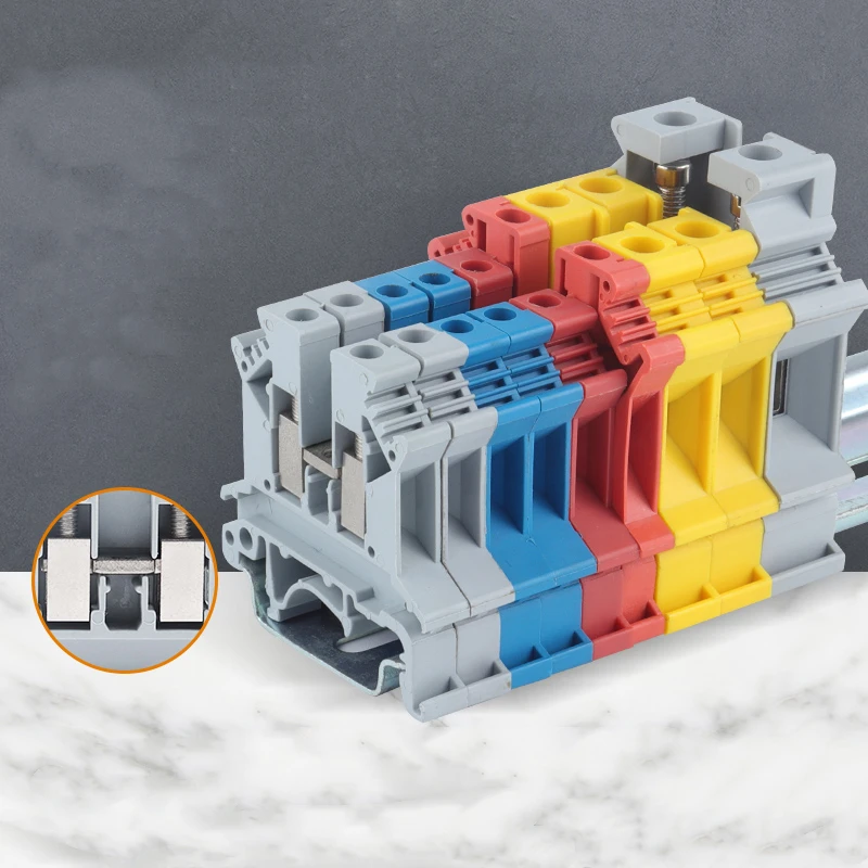 UK2.5b Wiring Terminal 2.5mm Square Copper Piece Flame Retardant UK3/5/6/10N Rail Type Voltage Terminal Block UK