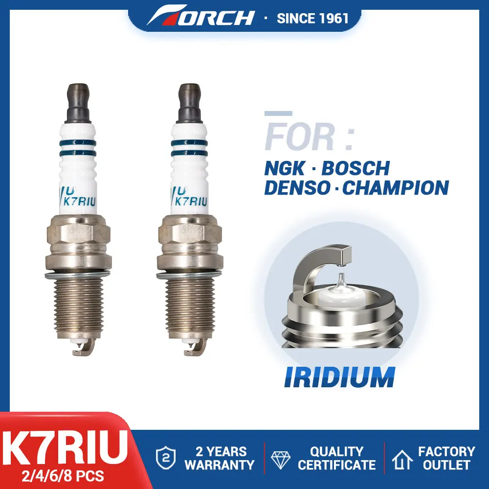 High Quality Torch Spark Plugs K7RIU Replace for CHANGAN CS75 RAETON for CHERY BONUS 1.5 ARRIZO 3 1.5