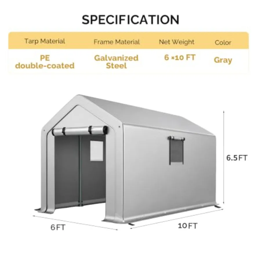 Feet Garage Carports Storage Shed, Heavy Duty Bike Tent, Garden Party Tent Shed, Outdoor Carport Storage Shelter Sheds, with 2