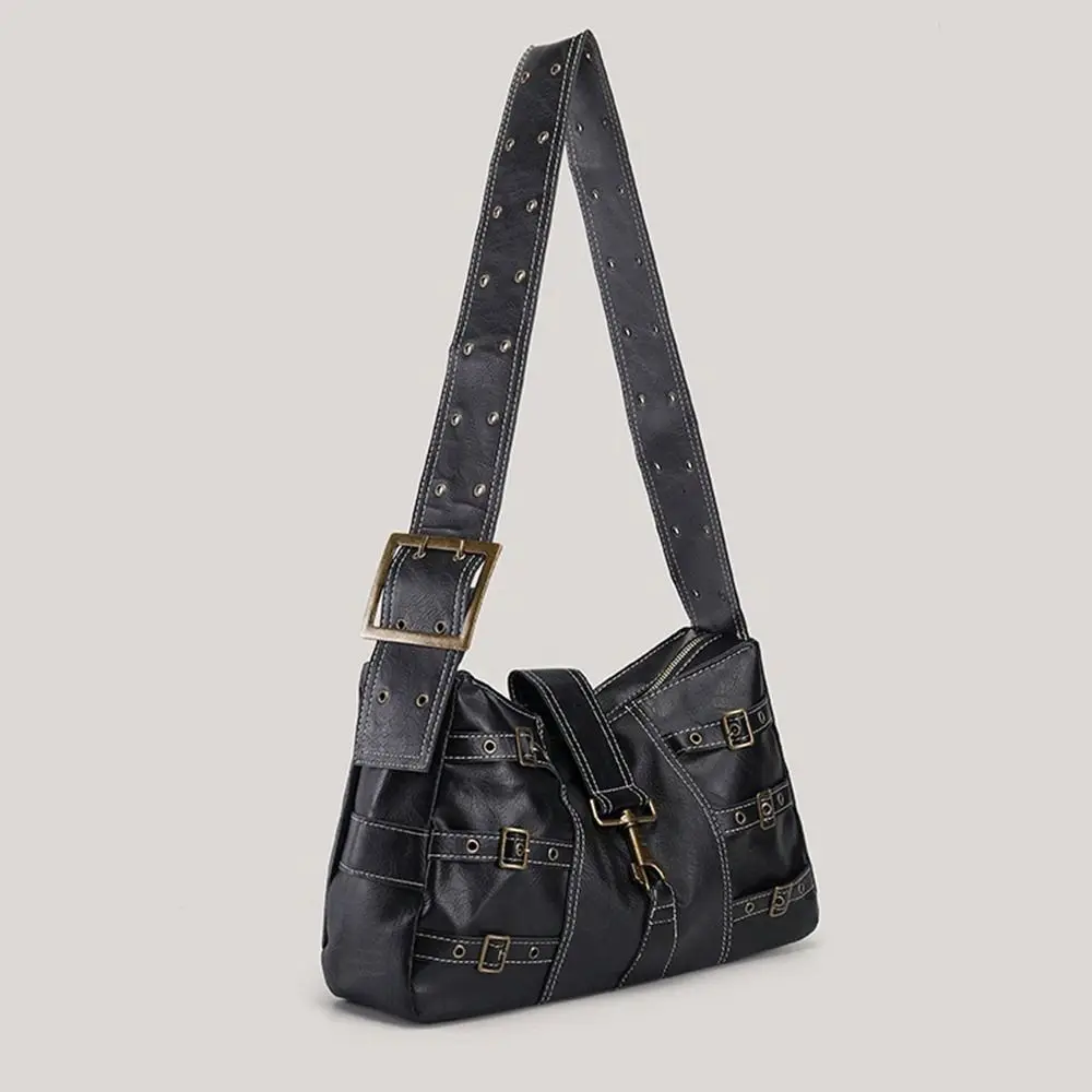

Portable Y2K Retro Rivet Shoulder Bag Punk Style Pu Leather Motorcycle Bag Fashion Handbag Crossbody Bags Girls
