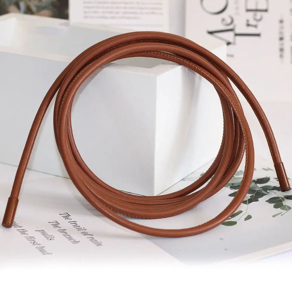 New Non-hole Round Rope Belt Waist Chain Solid Color Sweater Strap Knotted Waist Belt Women