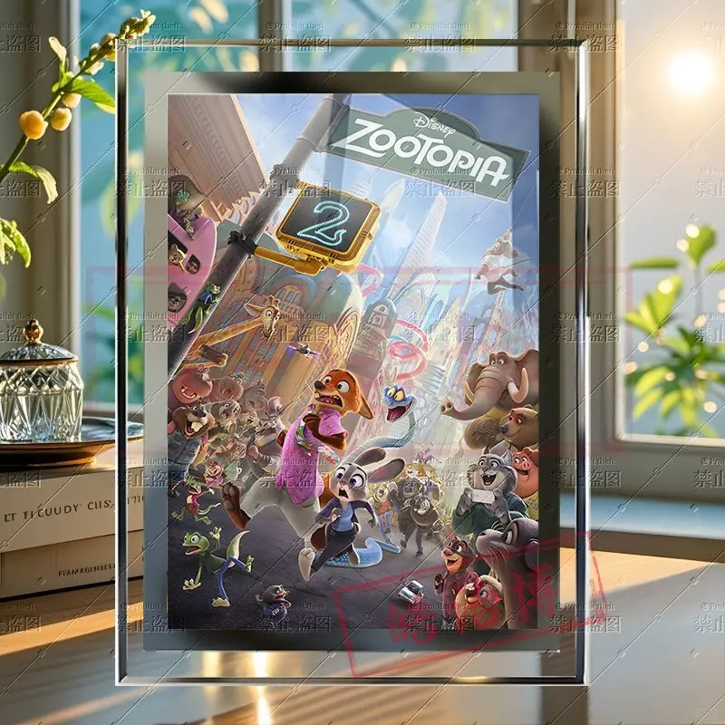 Disney Zootopia 2 merce animale gruppo foto film poster cornice in vetro cristallo ornamento creativo pittura decorativa regalo