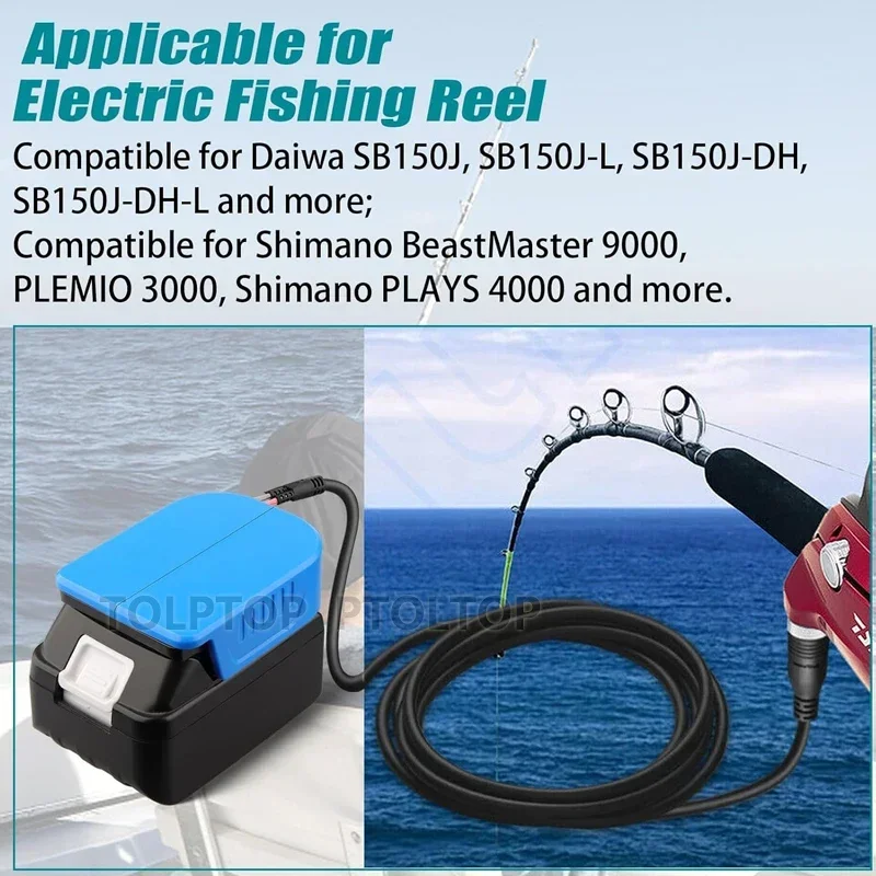 Fishing Reel Battery Adapter forMakita/Dewalt/Milwaukee18V Battery, for Daiwa/Shimano14.4V Power Assist Fishing Reel 750MJ 800MJ