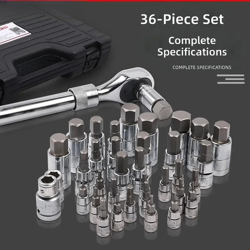 for DZT 36 Piece Metric and British Car Maintenance Special Tools Household Woodworking Press Sleeve Set