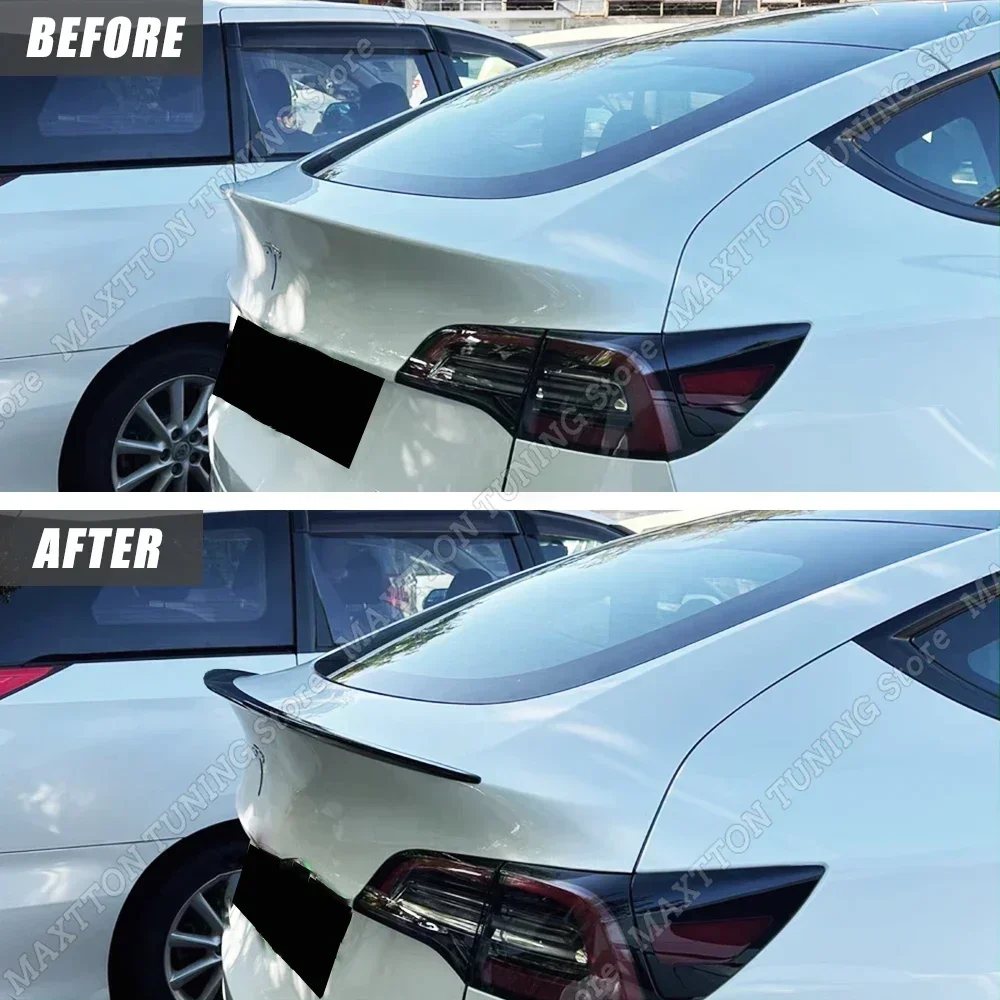 For Tesla Rear Trunk Lip Spoiler Wing P Style Accessories Model 3 Y 2017-2023 Tail Wing Gloss Black Car Styling Tuning Body Kits