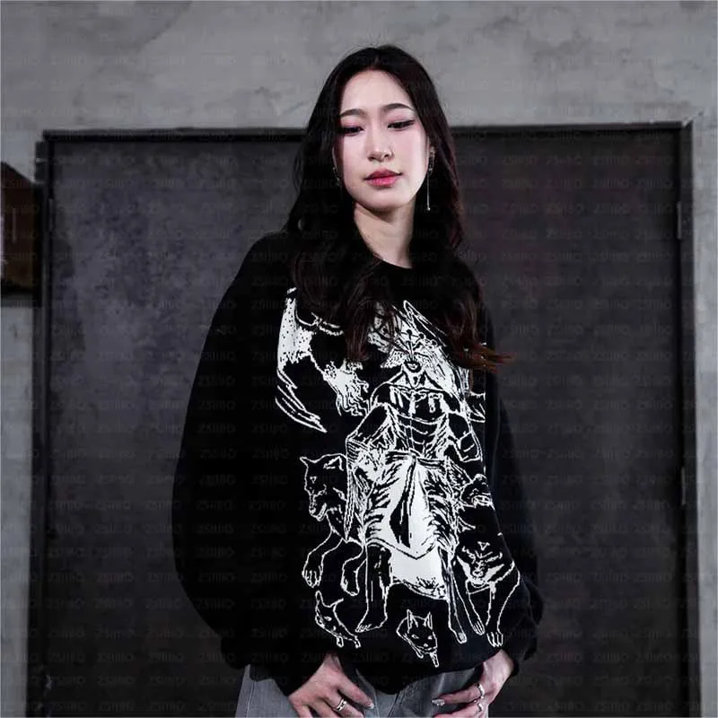 

High Street Dark Fashion Sweater Autumn Winter New Warm Pullover Unique Pattern Jacquard Knitwear For Women Men Trendy