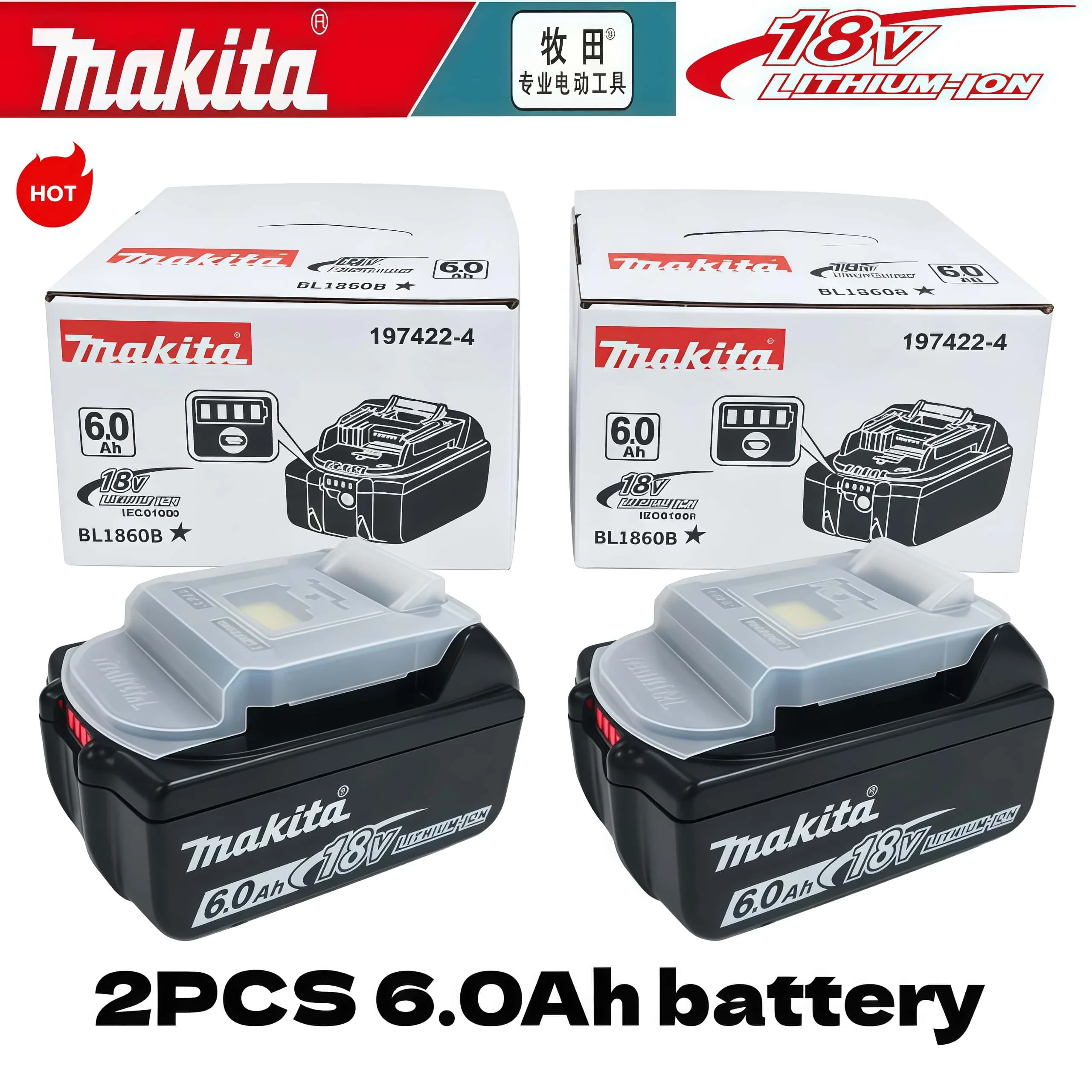 Genuine 6AH makita BL1860B 6ah Battery Power Tools Li-ion Replacement LXT BL1850 BL1840 for 18V Screwdriver with BMS 18v