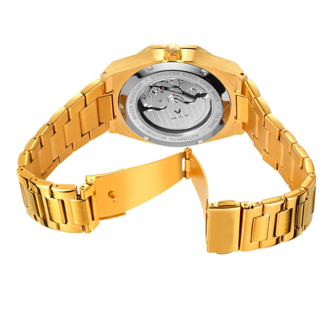 High-end Luxury Designer Automatic Movement Clock Gold Mens Watch Vintage Stainless Steel Skeleton Mechanical Male Wrist Watches