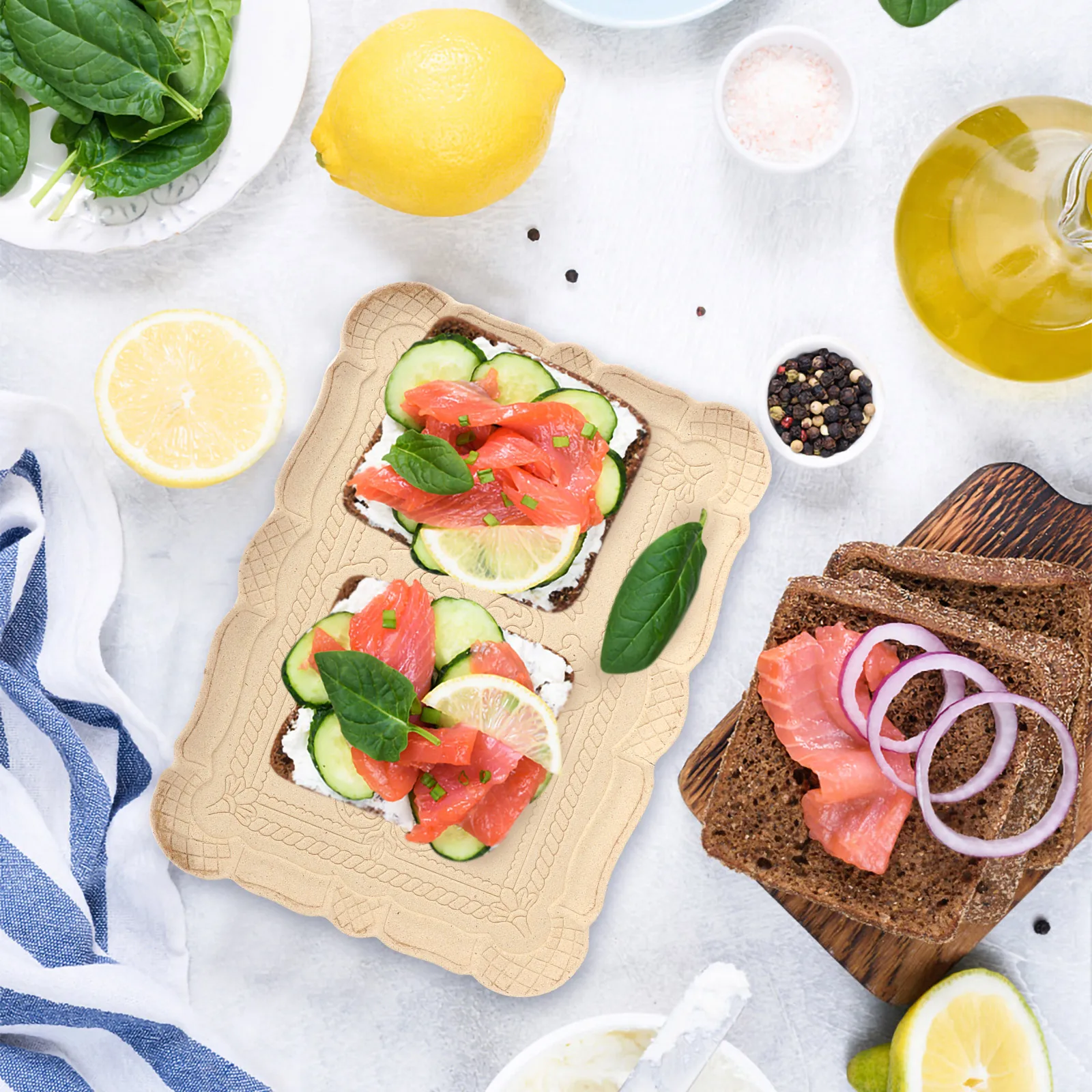 

1pc Multipurpose Wooden Carved Pattern Decor Storage Plate Desktop Organizer Sundries Tray Oblong Wooden Service Tray