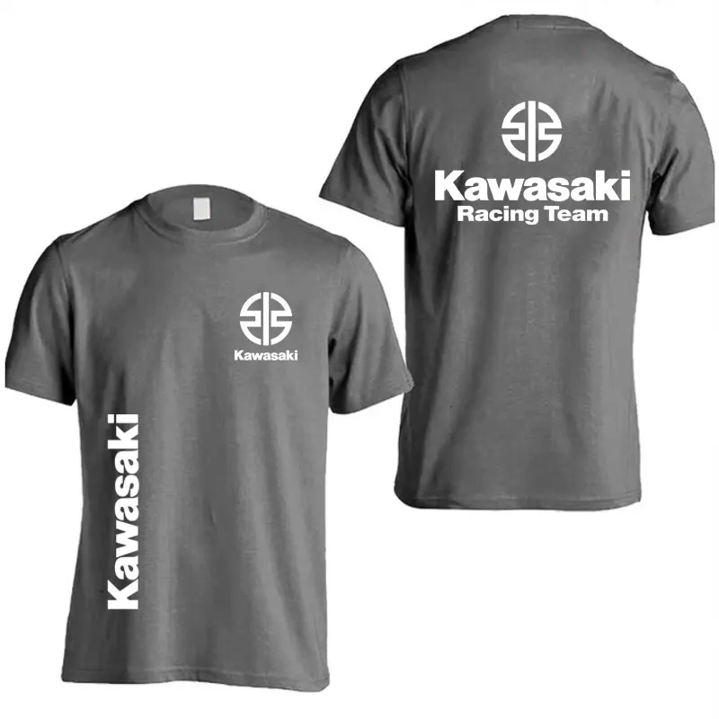 Kawasaki Logo Racing Team Men Summer T-shirt 100% Cotton White Women Tee Shirts 2024 New Fashion Sport Male Clothes Tops