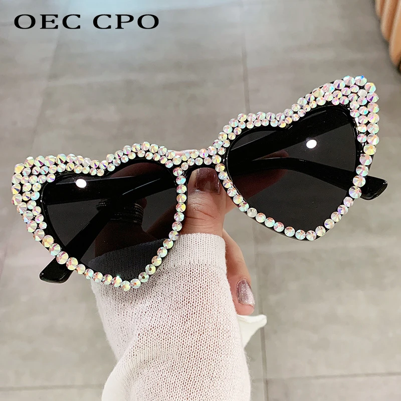 Rhinestone Sun Visor Hat with Heart Sunglasses Set Amazon.com: Etercycle Blue Heart Sunglasses For Women, Shiny  main image 3