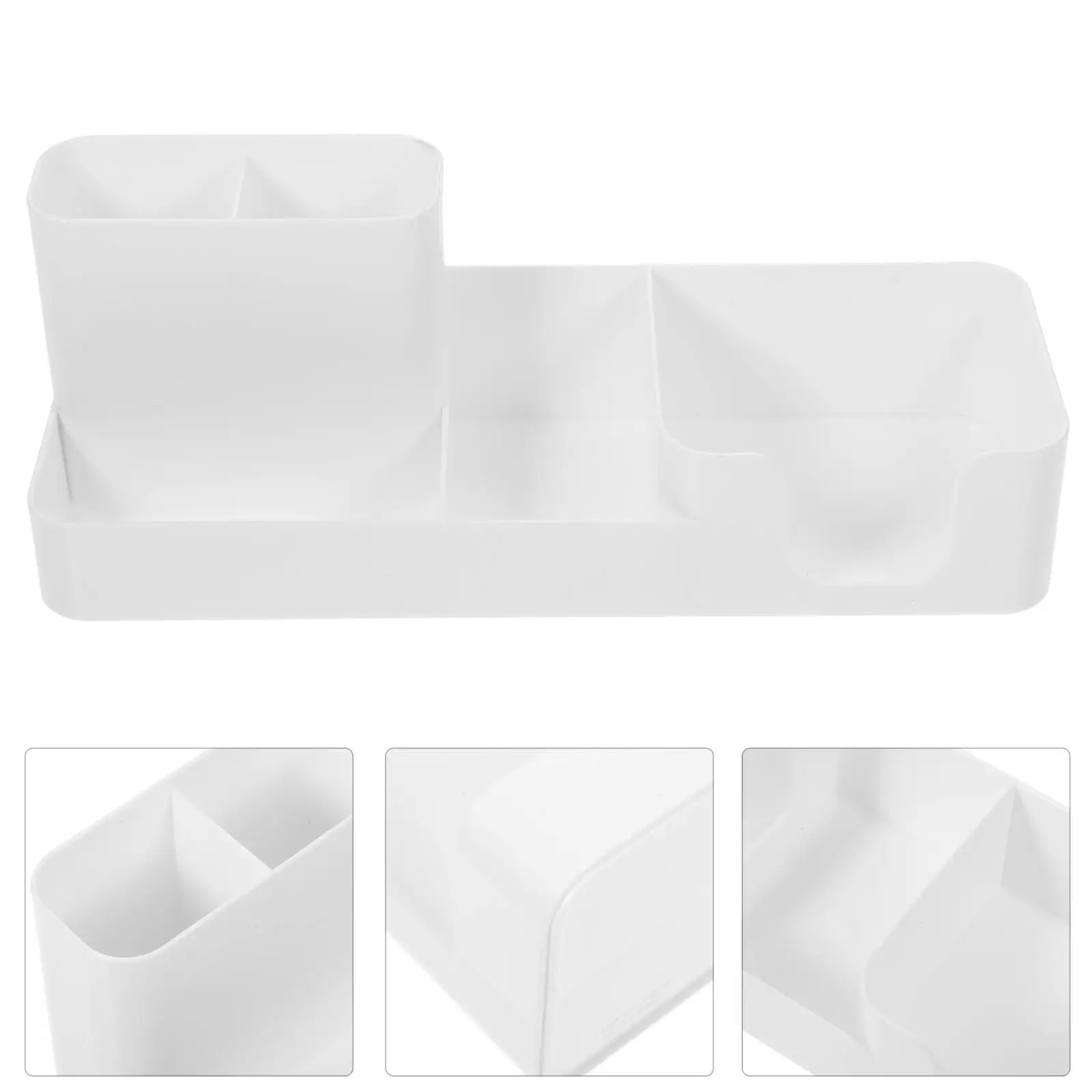 White Office Desk Organizer Note Storage Box Pen Holder Pencil Tray Manager Stationery Supplies Container Large Capacity Privacy