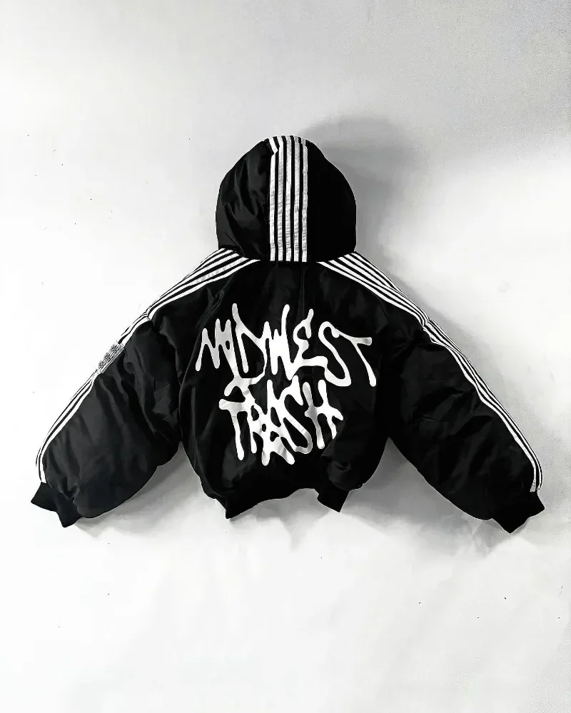 

Y2k Harajuku Striped Loose Zipper Coat Men Women Fashion Warm Cotton-padded Jacket Hip Hop Trend Street Personality Jacket New