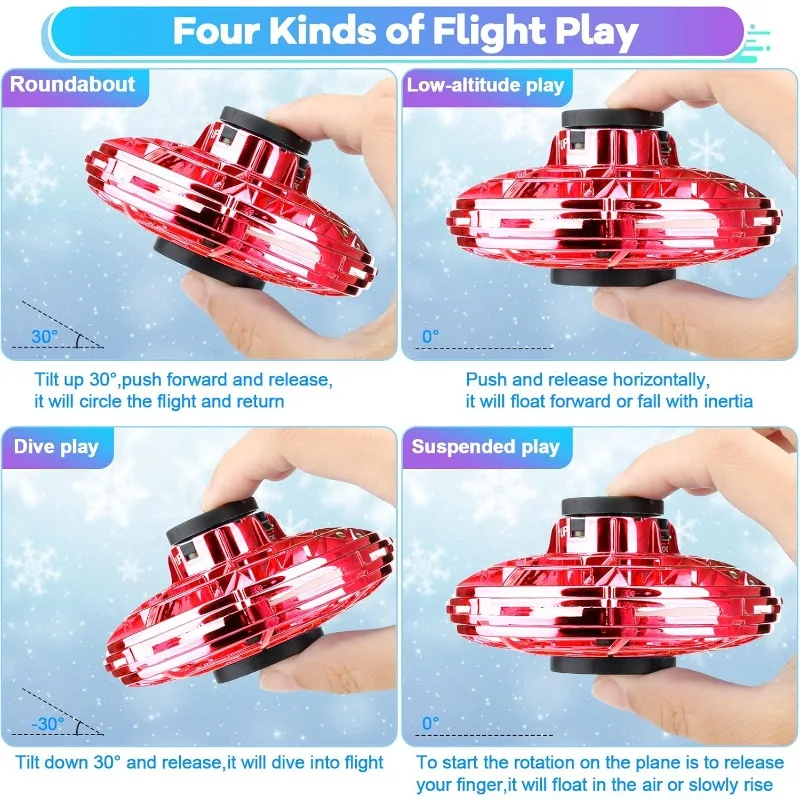 طائرة بدون طيار صغيرة تعمل يدويًا للأطفال - لعبة LED UFO Flying Orb Ball قابلة لإعادة الشحن، لعبة فيدجيت سبينر صغيرة للأماكن الداخلية والخارجية