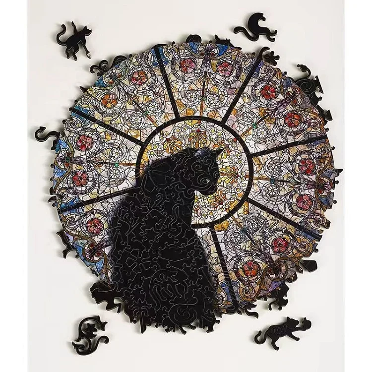 

Cathedral Cat Wood Pegged Puzzle for Stress Relief and Healing Church Cat Puzzle