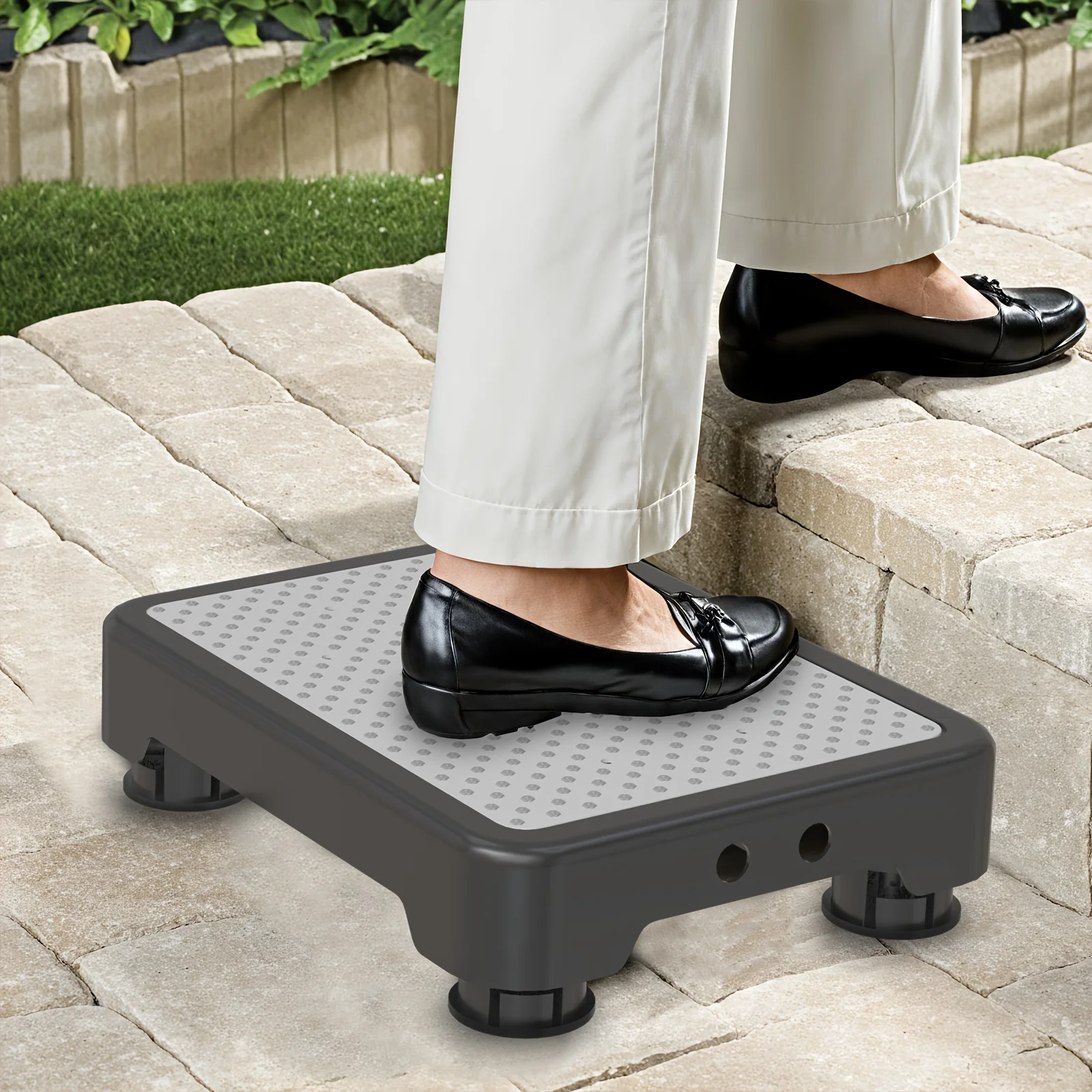 مقعد متدرج عالي التحمل، مساعد قائم محمول غير قابل للانزلاق للاستخدام الداخلي/الخارجي. لكبار السن والكبار.