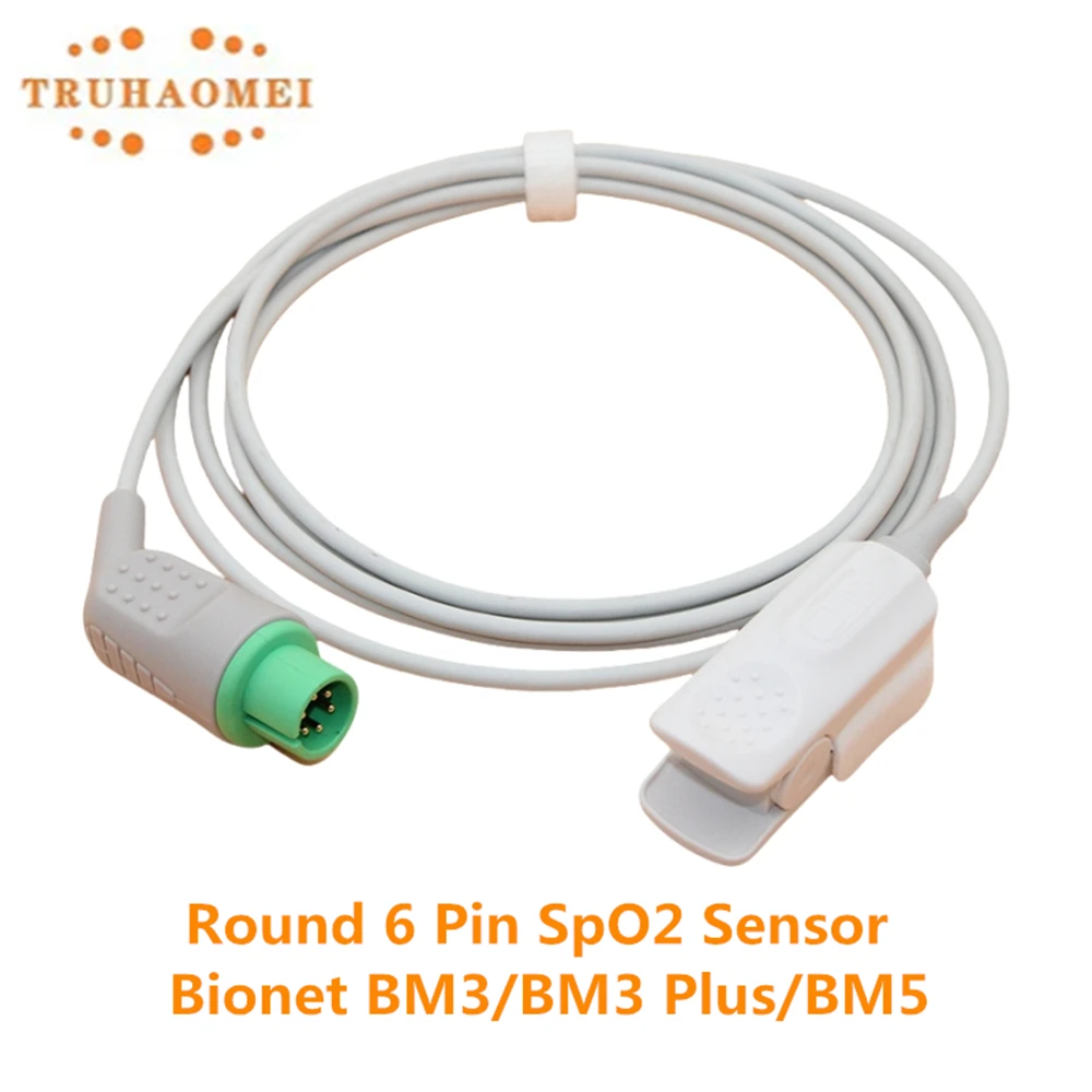 Compatible Bionet SpO2 Sensor Round 6 Pin Reusable Pulse Oximeter Heart Rate Probe Adult Neonate Child Vet Use BM3 BM3 Plus BM5