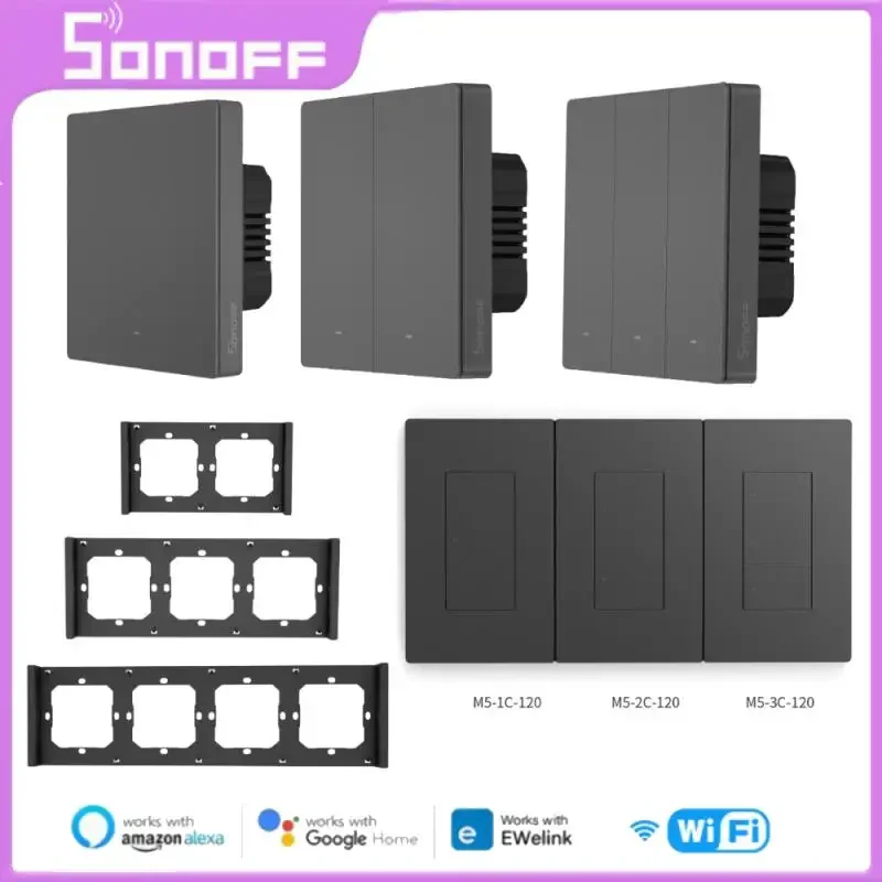 SONOFF M5/R5 SwitchMan WiFi Smart 80/86/120 Type Switch Smart Home 1/2/3 Gang EU/US Wall Switch Support Ewelink Alexa Google