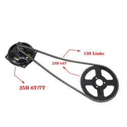 25H Chain 138 Links 68 Tooth links loops Chain with Gear Box And Rear Sprocket Fit Mini Moto Pocket Bike