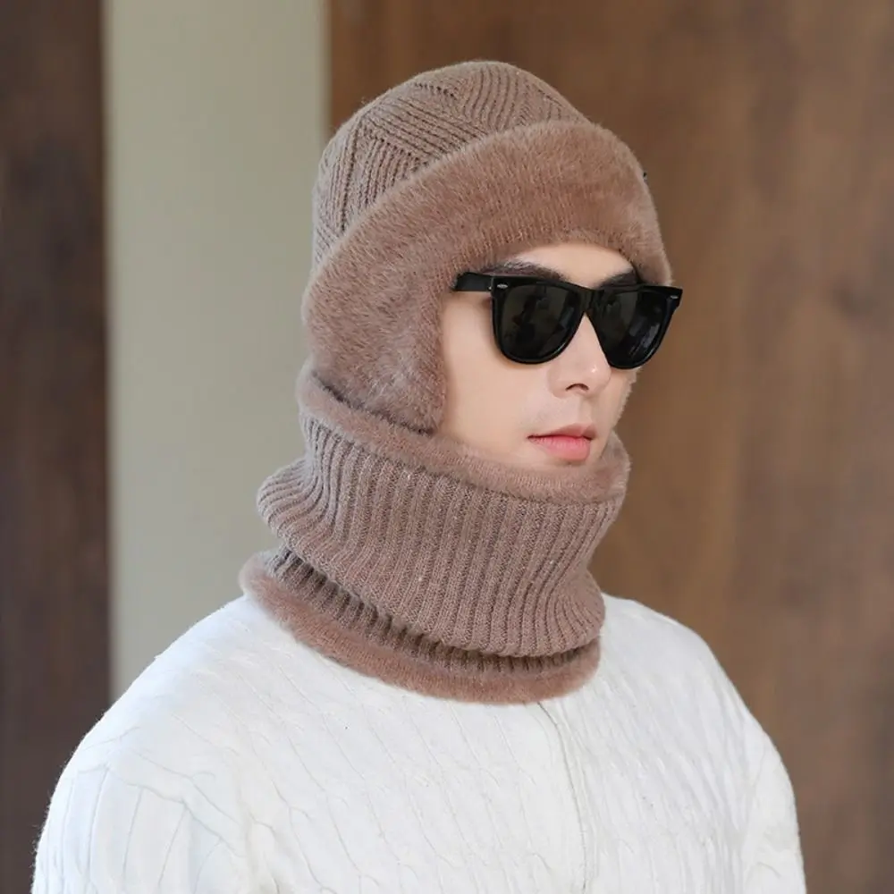 Fashion Men Gift Winter Hat Soft Knitted Thickened Knitted Hat Neck Scarves Outdoor Ear Protection Skating Running Neck Warmer