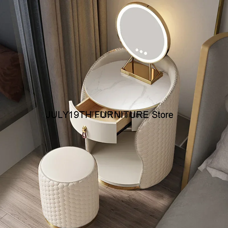 Tocador nórdico de lujo para mujer, mueble de Maquillaje, con espejo y silla, contenedor europeo para dormitorio