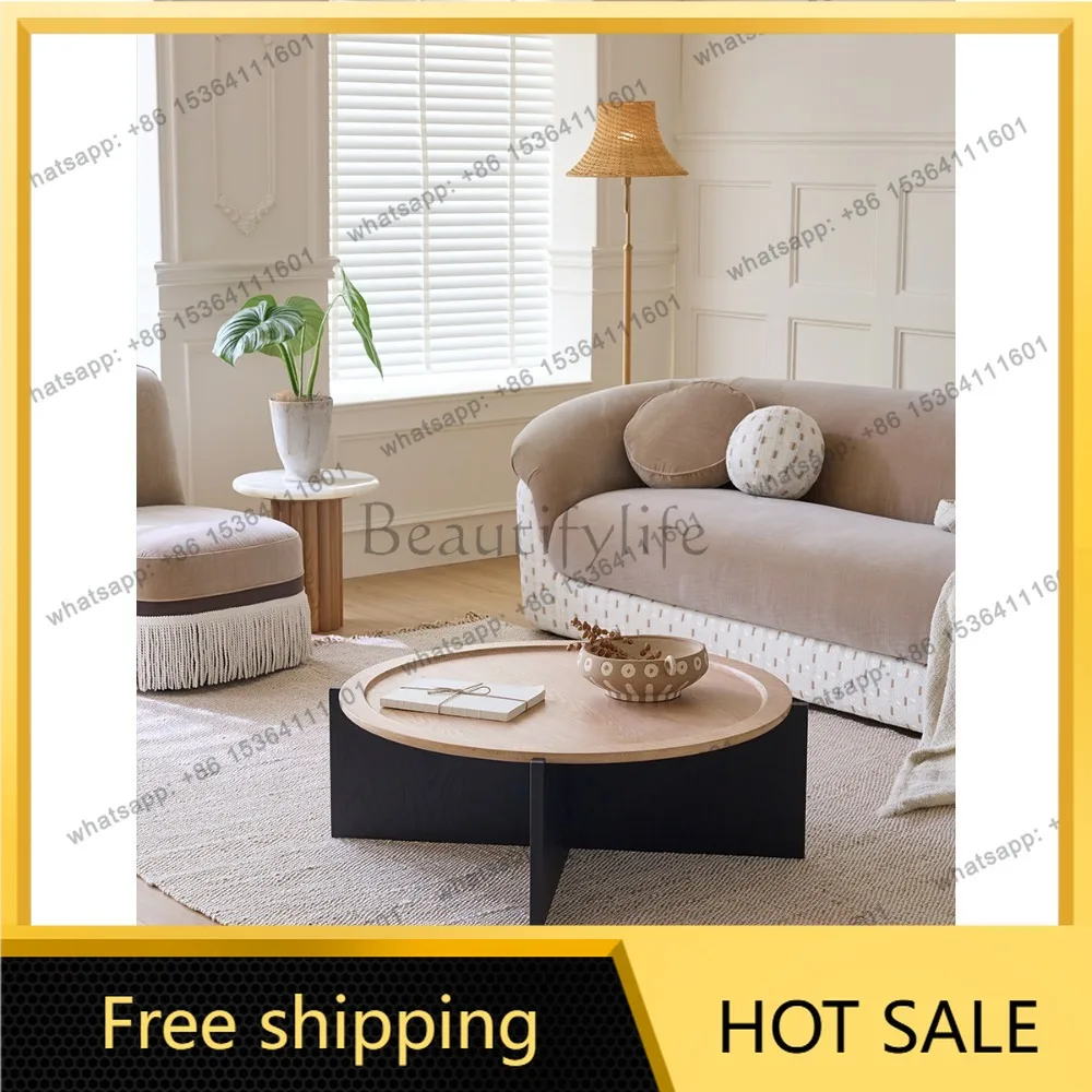 FG coffee table living room 2026 new French natural wind antique small apartment solid wood