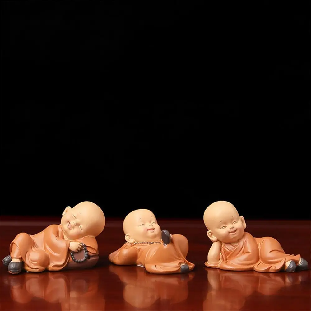 Cute Small Monk Status Figurines Religion Buddha Resin Crafts Desk Miniatures Ornaments Accessories Home Decor Car Decoration