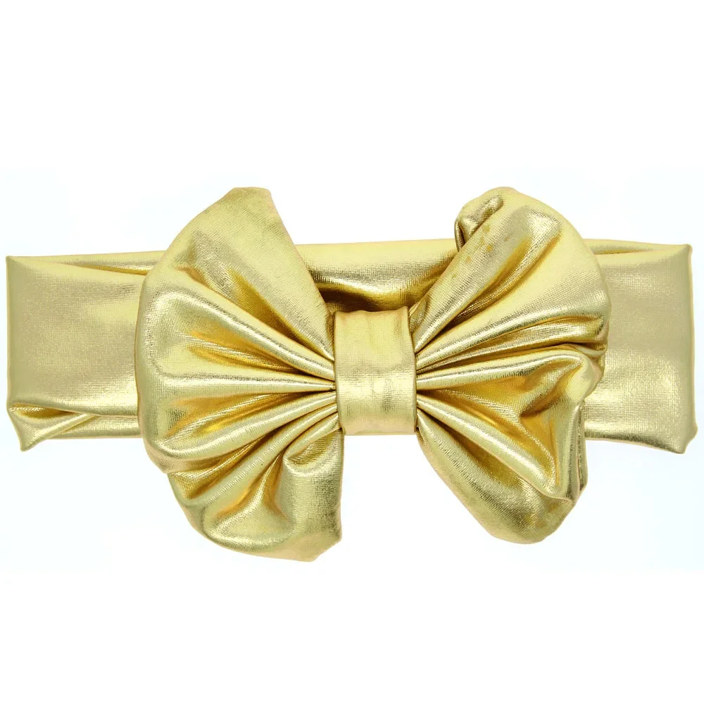 Ouro e Prata Cor Big Bow Knot Headband para Baby Girls, Elastic, Shining, Kids, Crianças, Cute Headwraps, Acessórios para Cabelo, 1Pc