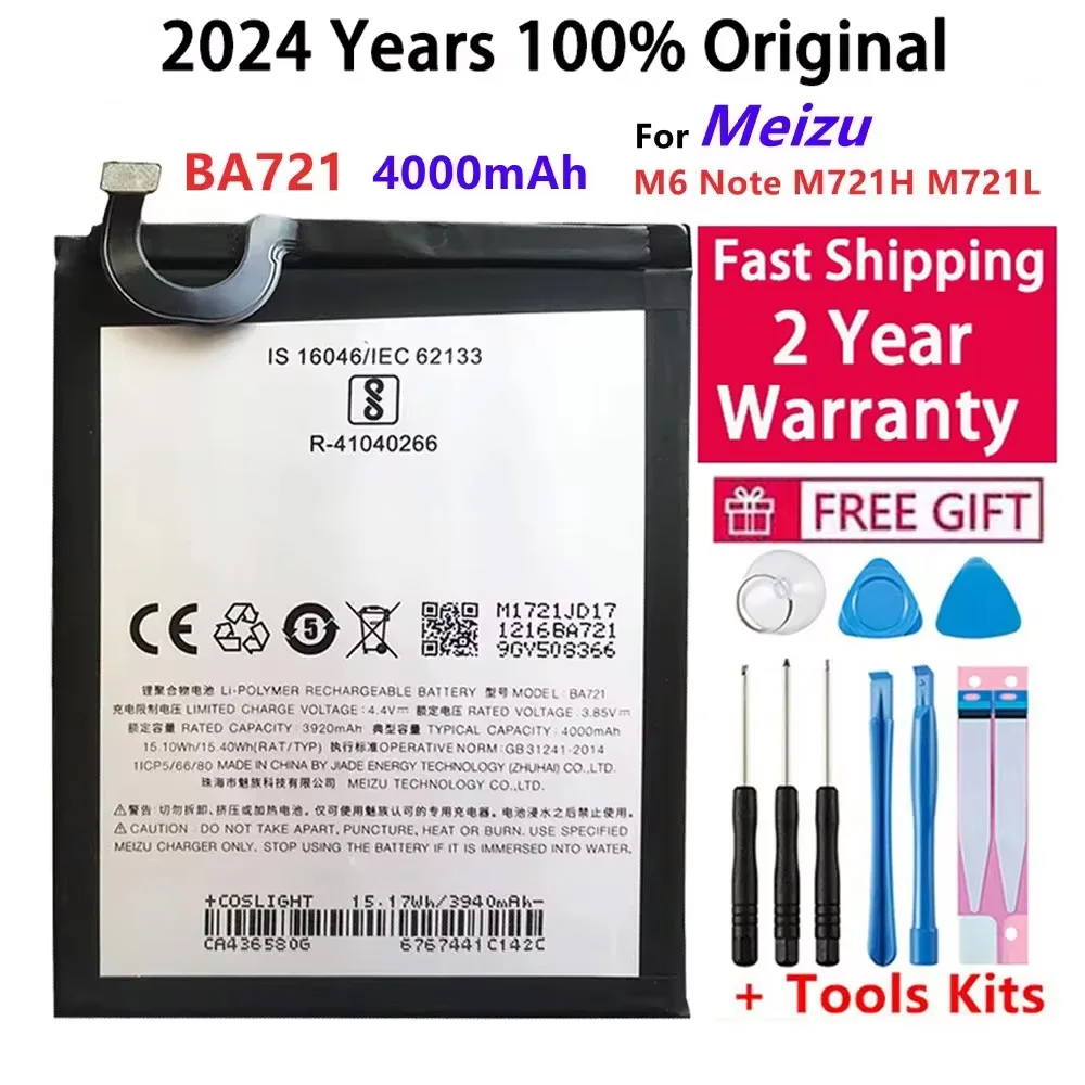 New Original BA721 Battery 4000mAh Battery Parts For Meizu Meilan Note6 M6 Note M721Q M721H M721L Smart Phone Bateria