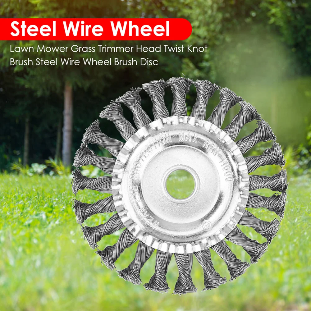 4/5inch 1PC Steel Wire Wheel Brush Disc Garden Lawn Mower Weed Brush Head Universal Grass Trimmer Head Cutter Tool Accessories