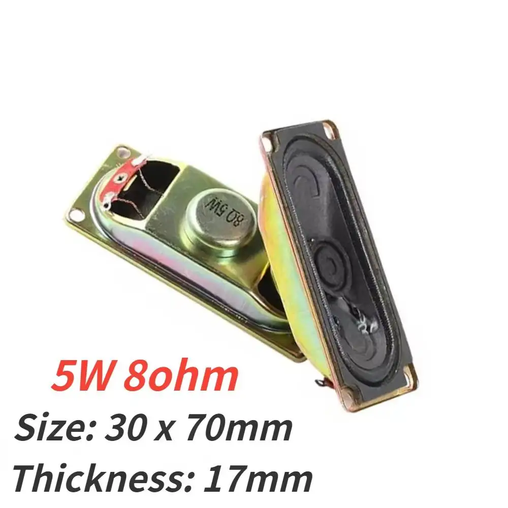 

2pcs/set 3070 8 ohm 5W 8R Speaker Thickness17MM LCD Monitor/TV 3070 8 ohm 5 Watt 30*70MM 3 x 7cm Loudspeaker Rectangular