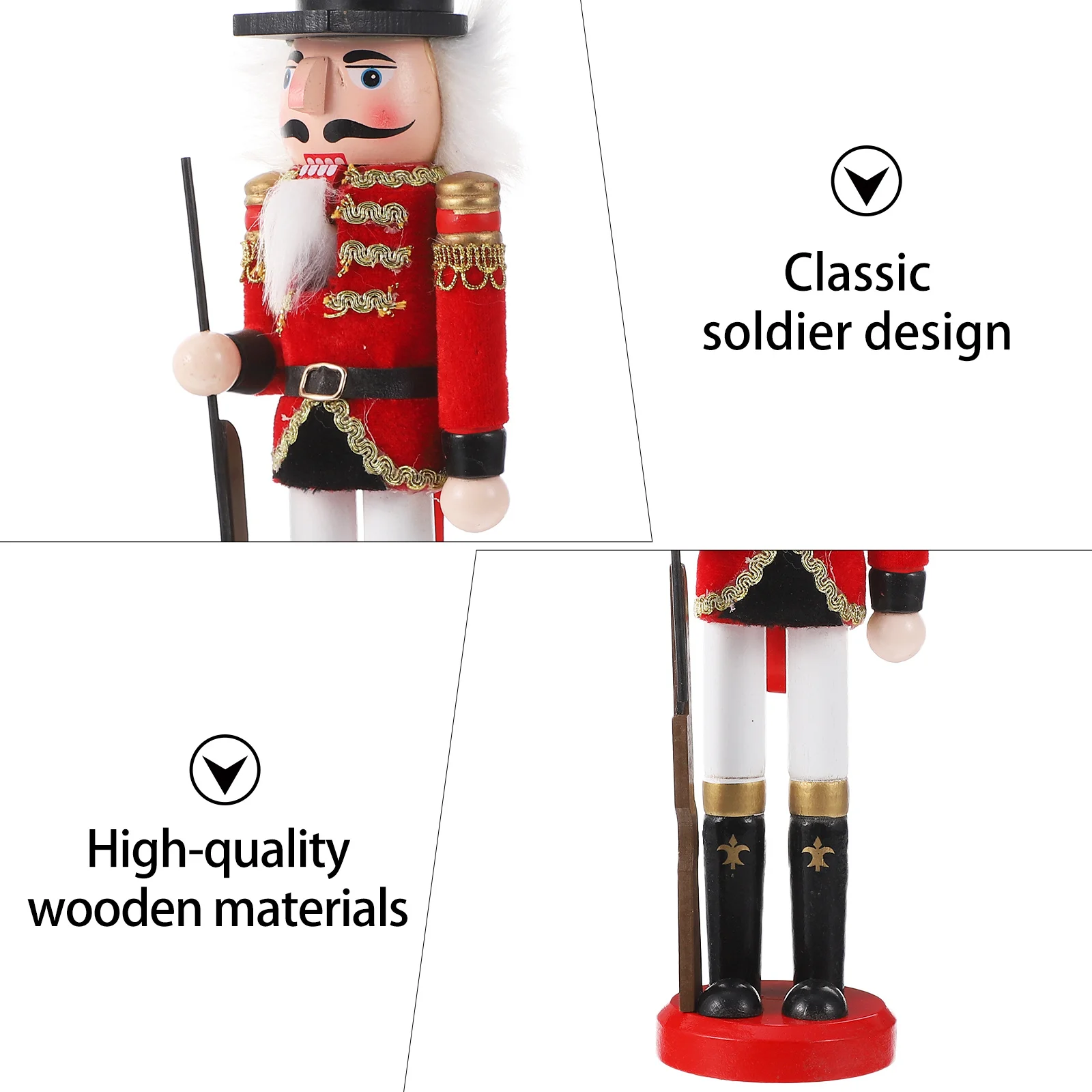 

Nutcracker Soldier Puppet Ornament Wooden Walnut Soldier Festive Decor Premium Quality Safe Material Delicate Workmanship