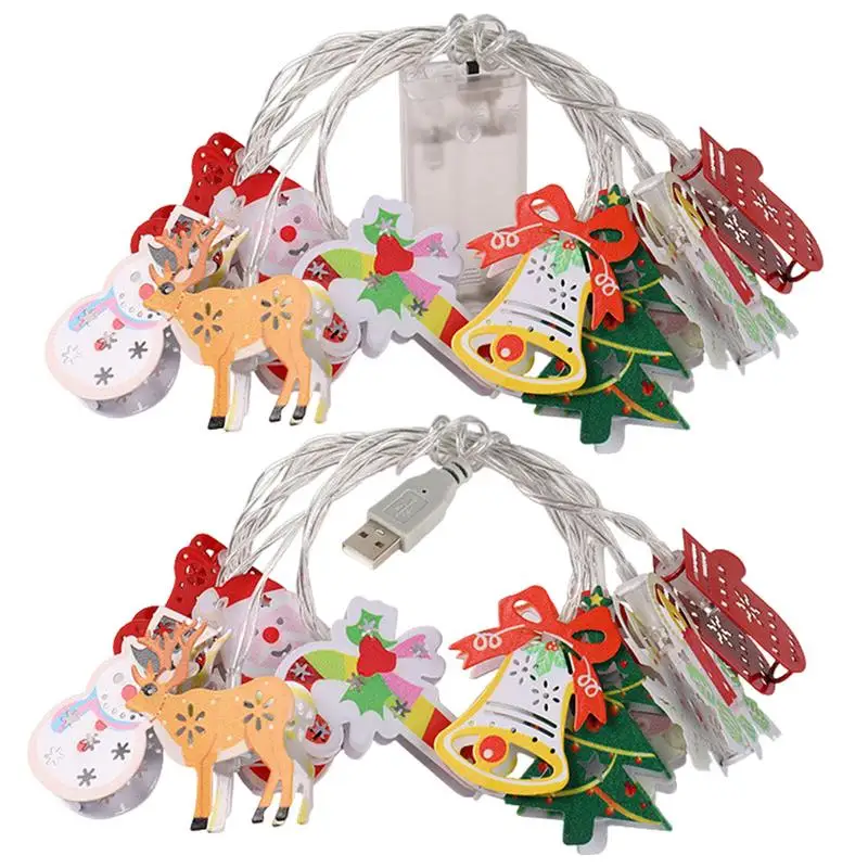 Christmas String Lights Snowman Santa Claus Elk Indoor String Lights Cute Festival Parties Lighting Winter Holiday Hangable Fair