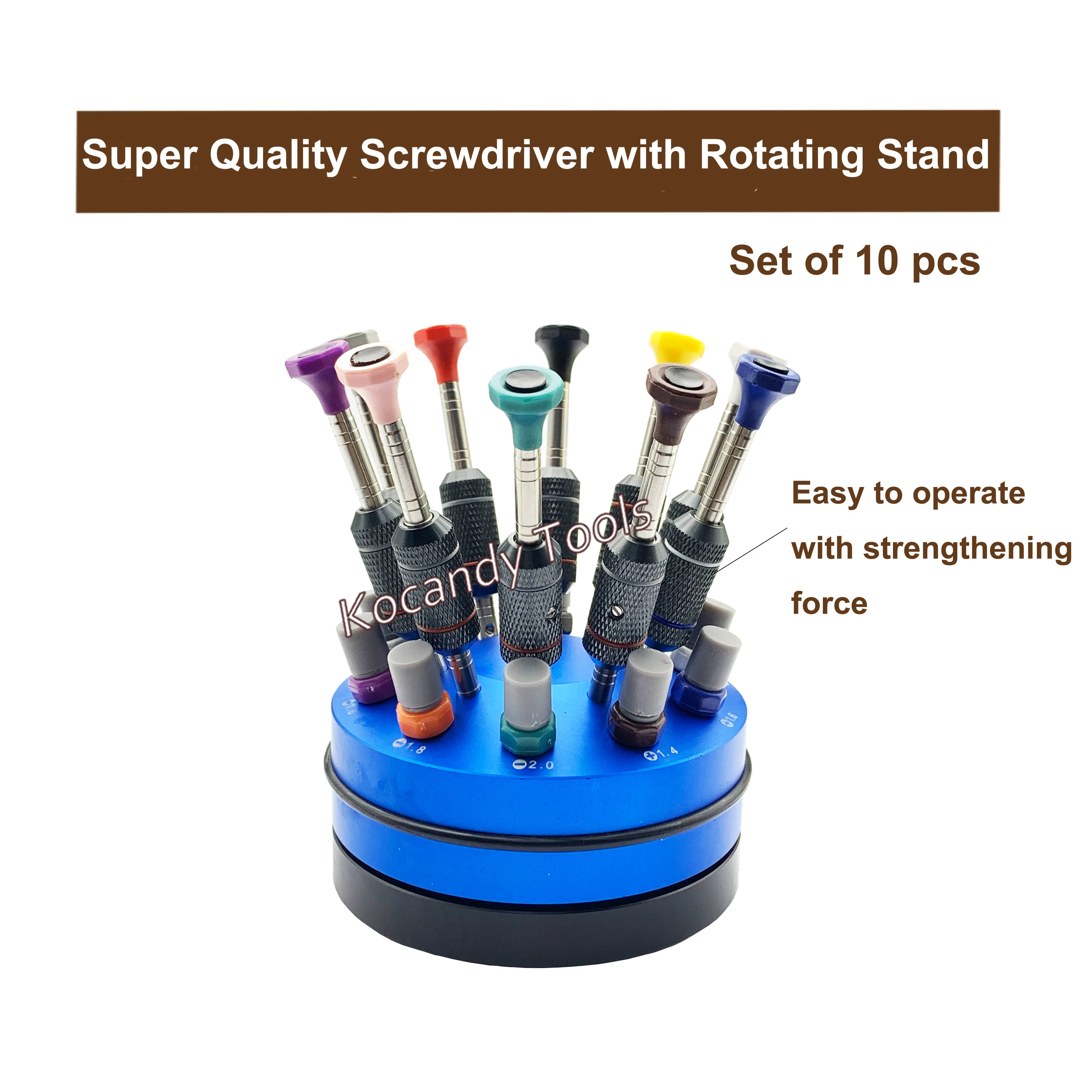 10 pcs Watch Screwdriver Set With Rotating Stand Base Professional with Super Quality Watch Repairing Tools for Watchmakers