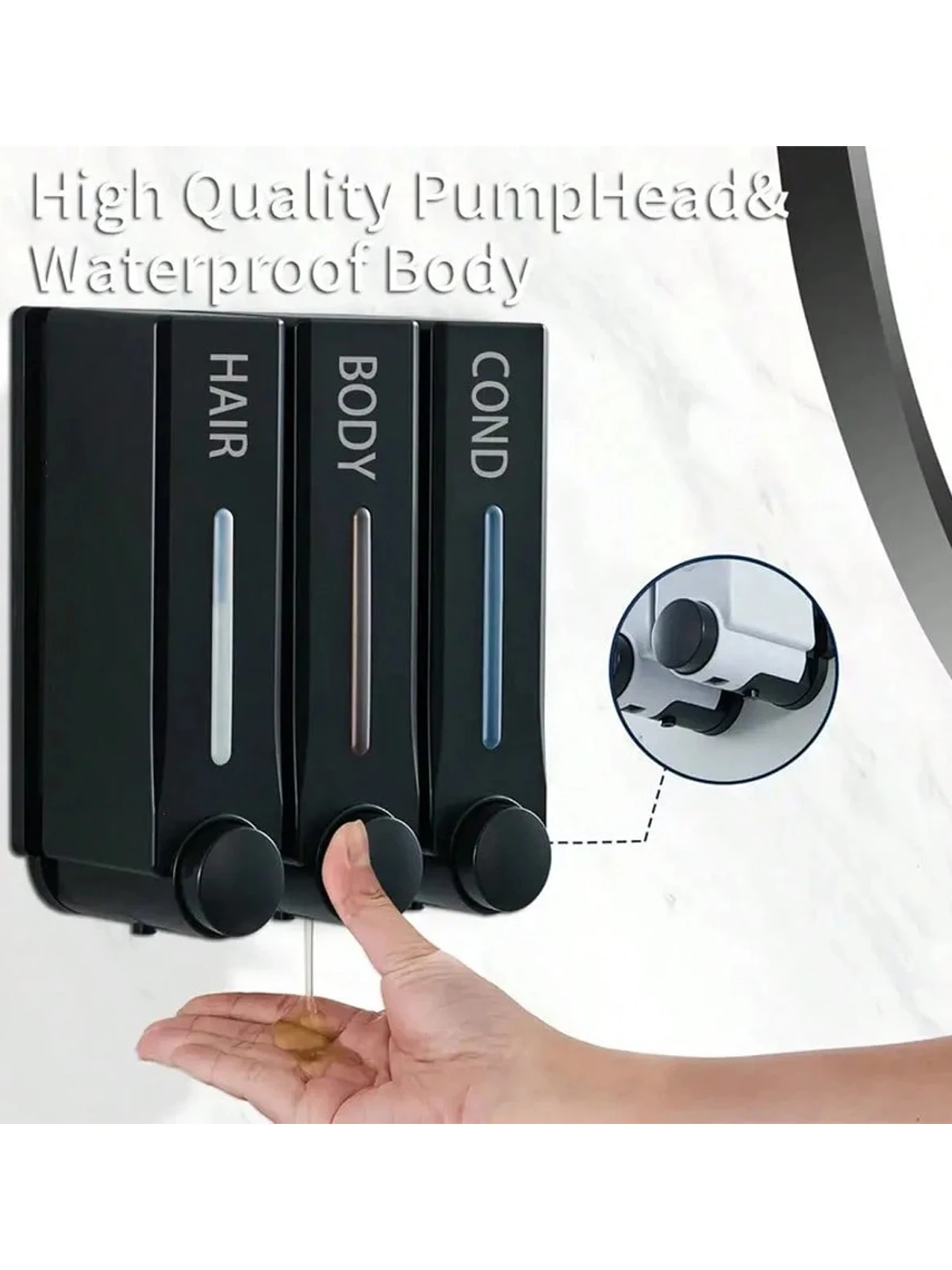 300ml Wall-Mounted Hotel Press-Type Soap Dispenser for Bathroom and Kitchen, Suitable for Hand Sanitizer, Shower Gel, and Shampoo, Available in 2 Colors and 3 Sizes, a Must-Have for Back-To-School Season