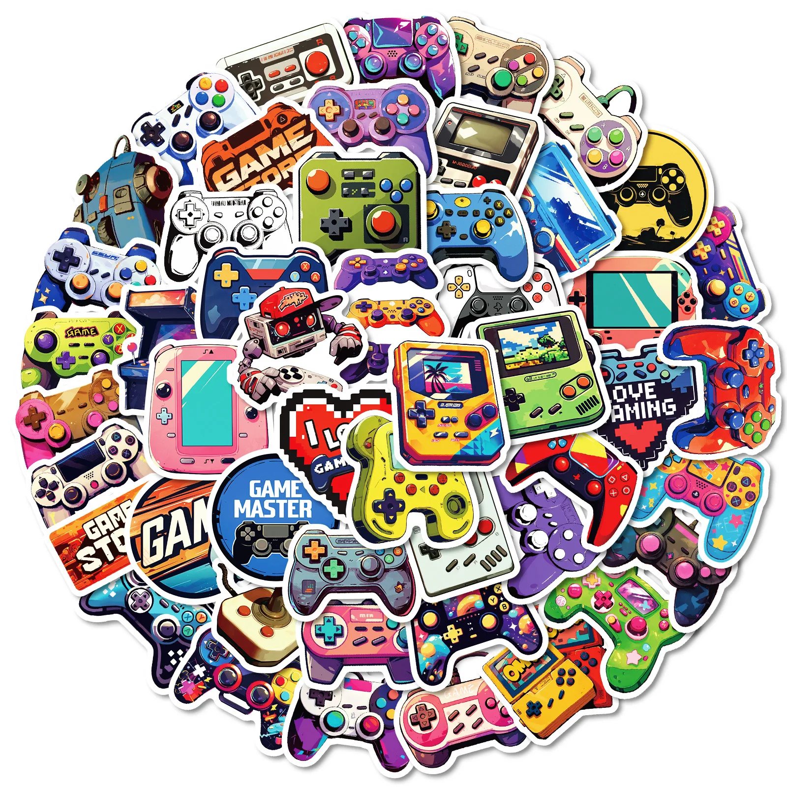 50 Pegatinas de Videojuegos, Calcomanías de Vinilo para Controladores de Videojuegos, Resistentes al Agua, Retro, para Consola, Laptop, PC, Botella de Agua, Regalo para Adolescentes