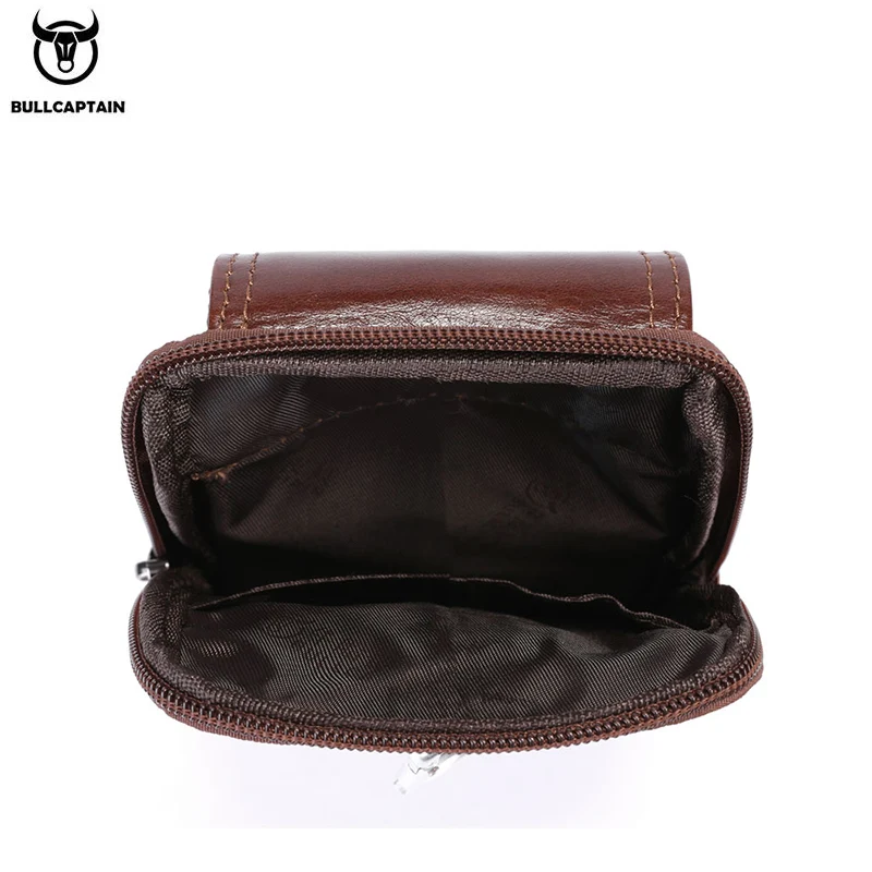 BULLCAPTAIN Genuine Leather Men's Waist Packs Phone Pouch Bags Waist Bag Male Small Chest Shoulder Belt Bag Small Waist Packs image 6