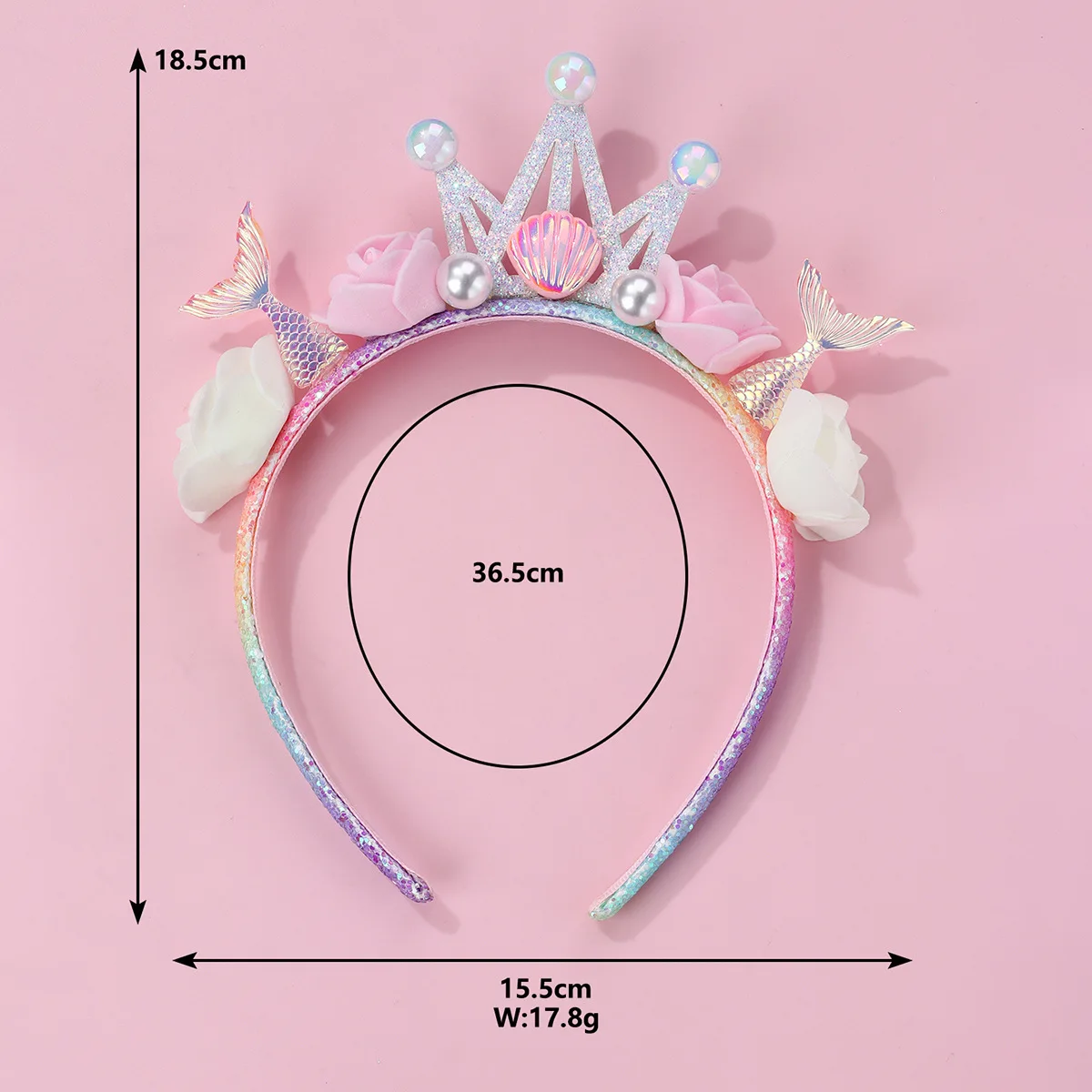 Ocean-Themed Glitter Headband, Featuring Glittery Ocean Elements Paired with Pearl Decorations, Crown Flower Mermaid Headband, with a Dreamy and Exquisite Design, Suitable for Beach-Themed Parties, Dress-Up Occasions, and More, with a Sweet Style