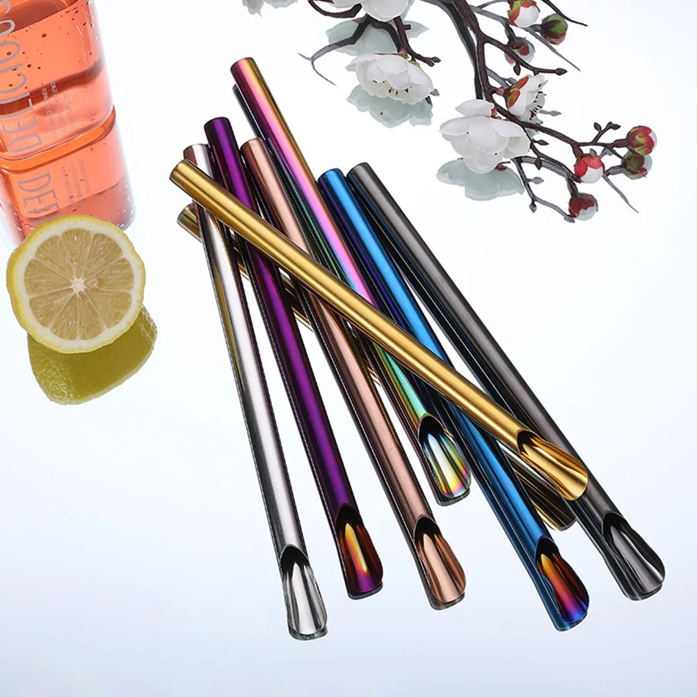 

7Pcs Colored Stainless Steel Straws Washable Reusable Metal Drinking Straw for Milk Tea Smoothie Iced Coffee Stirrer Home Travel