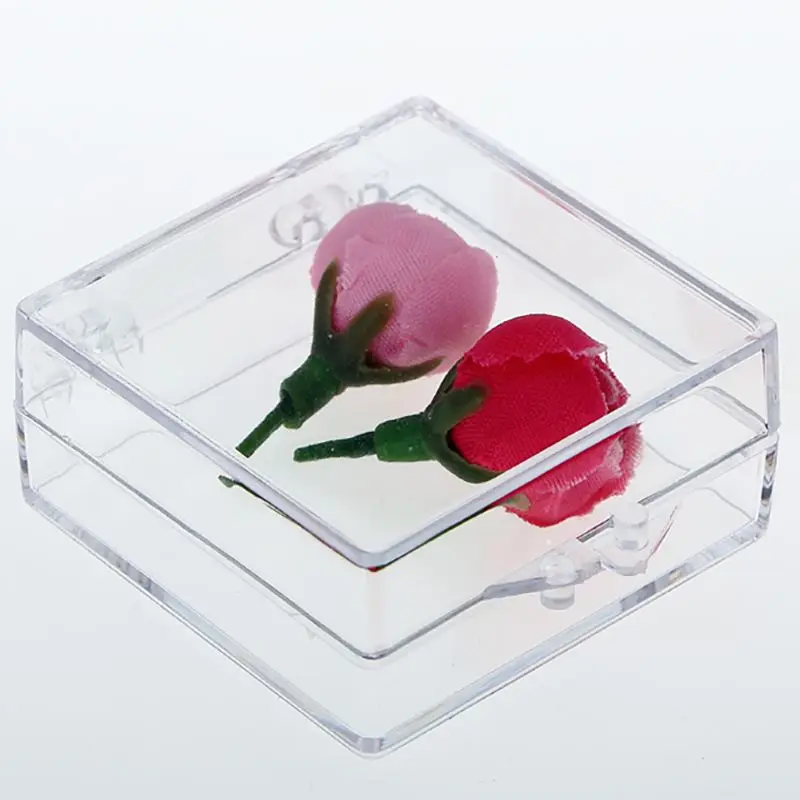 Mini Hộp Nhựa Vuông Hộp Đựng Trang Sức, Rõ Ràng Hạt Trang Sức Hộp Bảo Quản Kẹo Viên Thuốc Người Tổ Chức Ốp Lưng Bình Chứa 4.2x4.2x1.9cm
