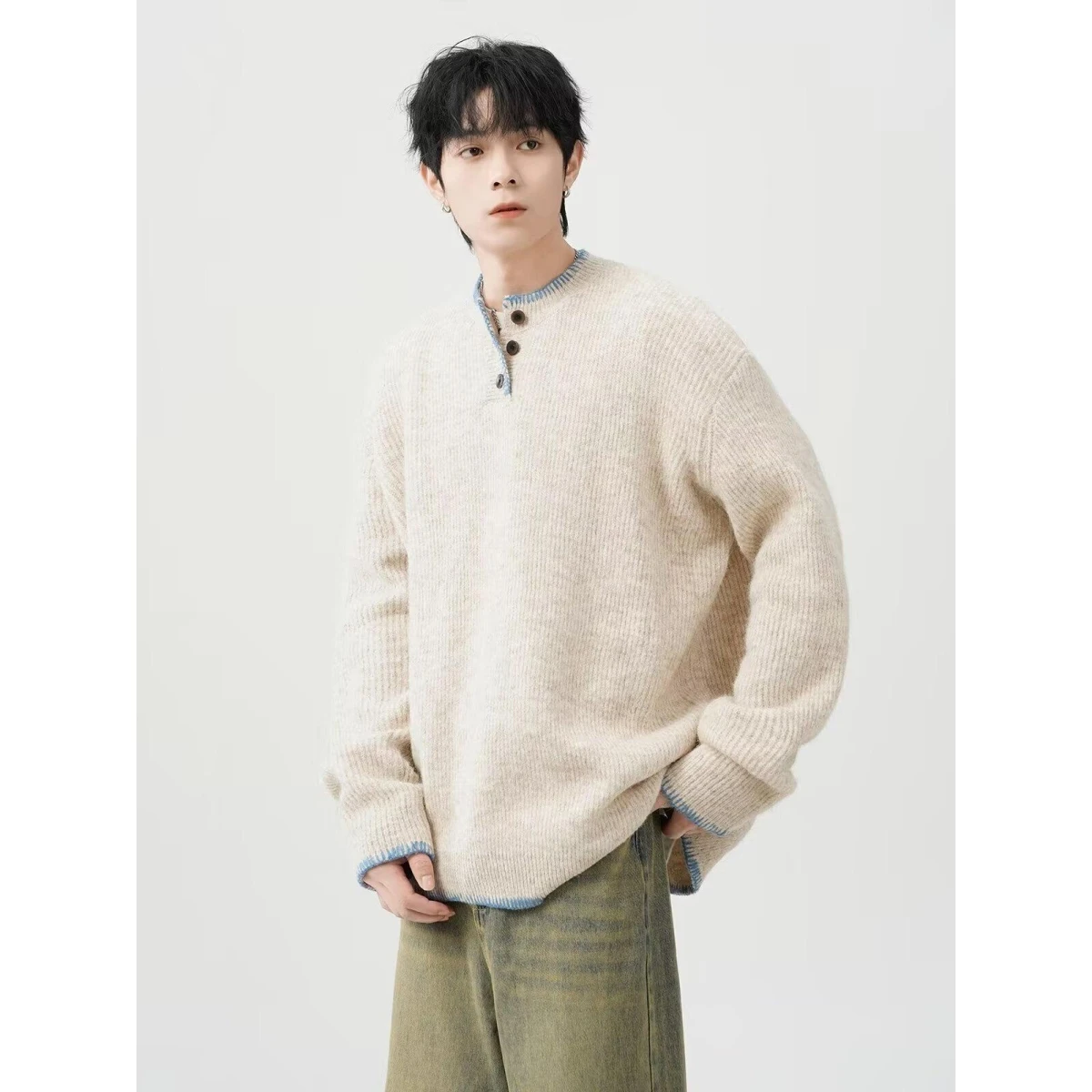 

Sli round Ne вязаный свитер, мужской базовый слой, модный осенне-зимний облегающий топ, повседневная одежда из полиэстера Quali